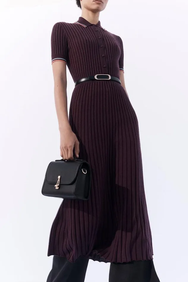 Gabriela Hearst Dresses Women Eyot Knit Dress In Italian Plum Cashmere Silk