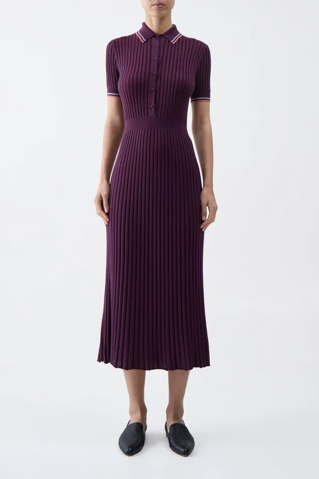Gabriela Hearst Dresses Women Eyot Knit Dress In Italian Plum Cashmere Silk
