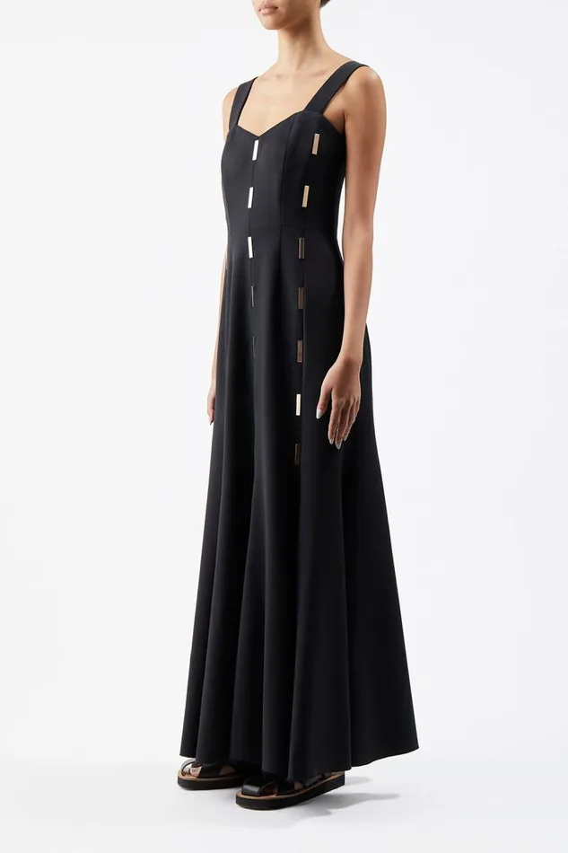 Gabriela Hearst Dresses Women Gail Dress In Black Sportswear Wool With Gold Bars