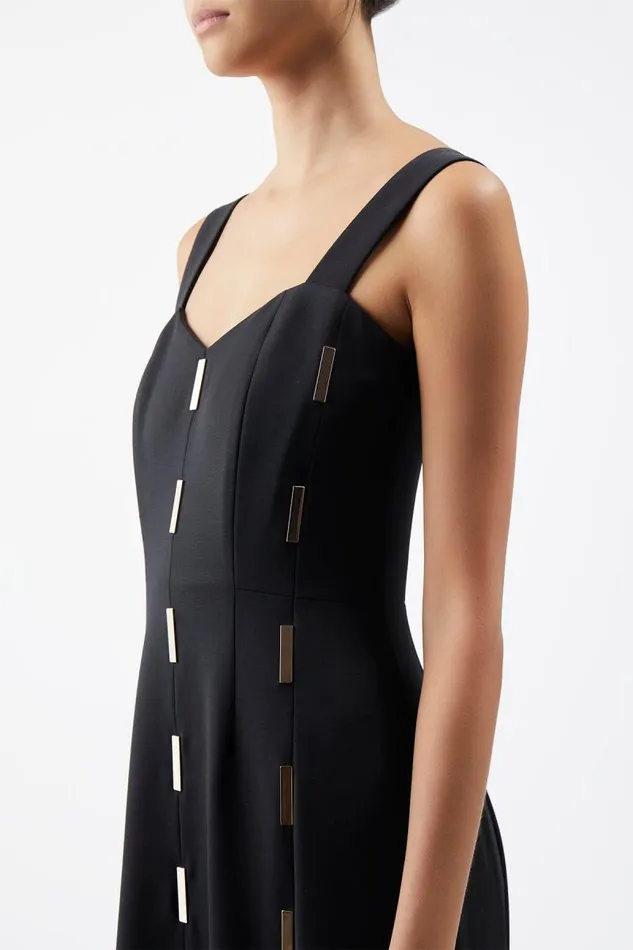 Gabriela Hearst Dresses Women Gail Dress In Black Sportswear Wool With Gold Bars