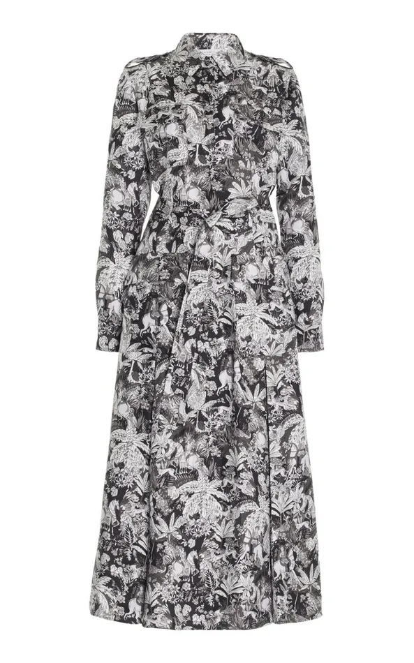Gabriela Hearst Dresses Women Galway Shirtdress In Grey Scale Printed Silk Twill Gabriela Hearst Dresses Women Galway Shirtdress In Grey Scale Printed Silk Twill