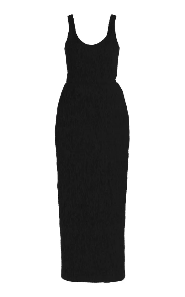 Gabriela Hearst Dresses Women Girard Shirred Dress In Black Aloe Linen