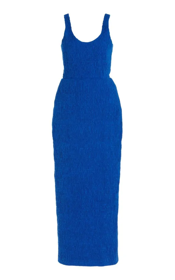Gabriela Hearst Dresses Women Girard Shirred Dress In Sapphire Aloe Linen