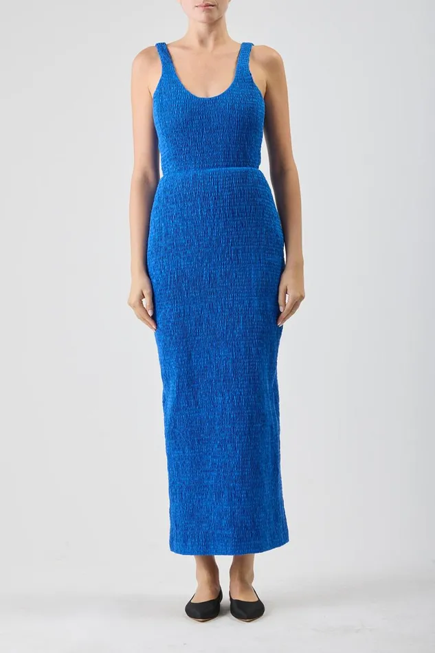 Gabriela Hearst Dresses Women Girard Shirred Dress In Sapphire Aloe Linen