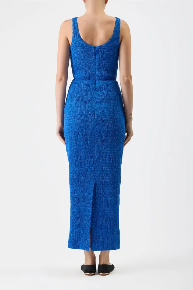 Gabriela Hearst Dresses Women Girard Shirred Dress In Sapphire Aloe Linen
