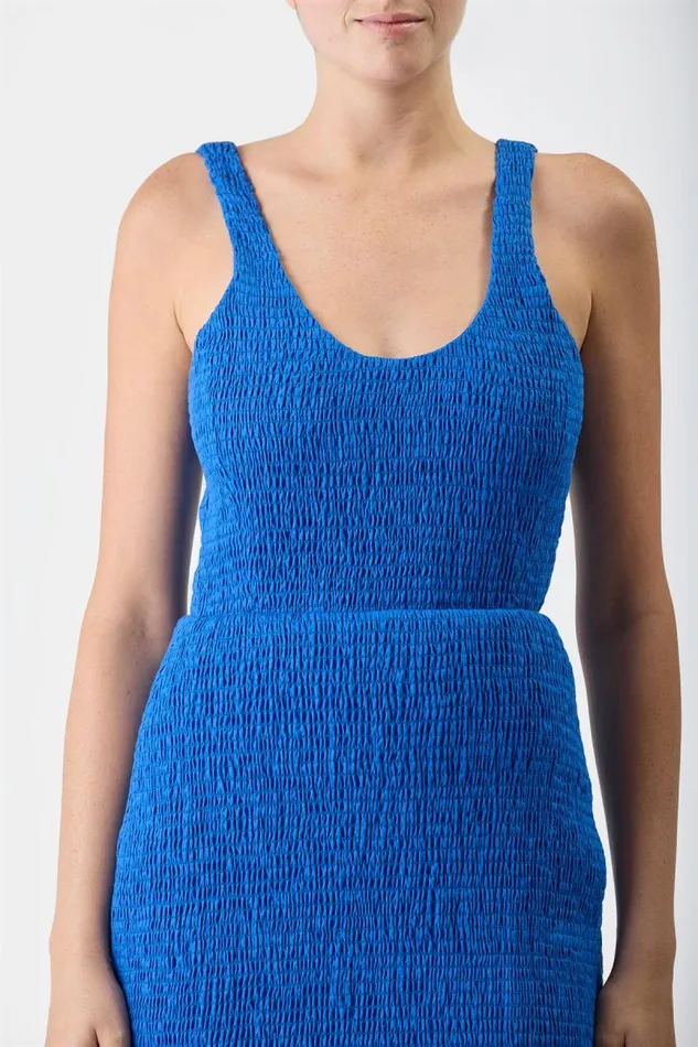 Gabriela Hearst Dresses Women Girard Shirred Dress In Sapphire Aloe Linen