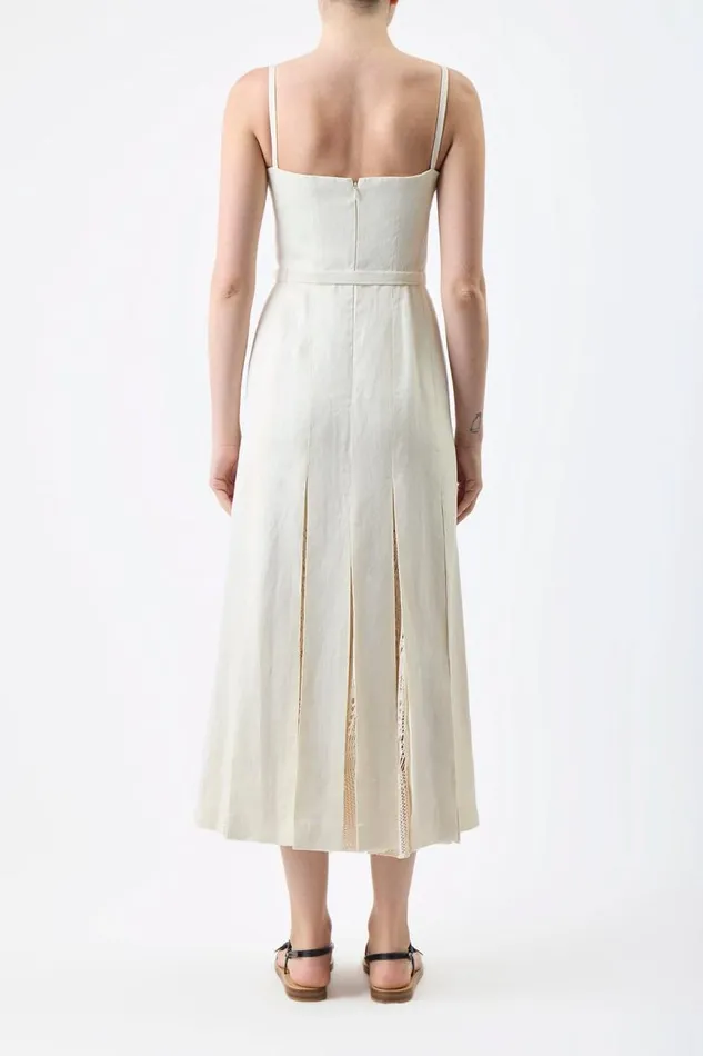 Gabriela Hearst Dresses Women Godard Pleated Dress In Ivory Textured Linen