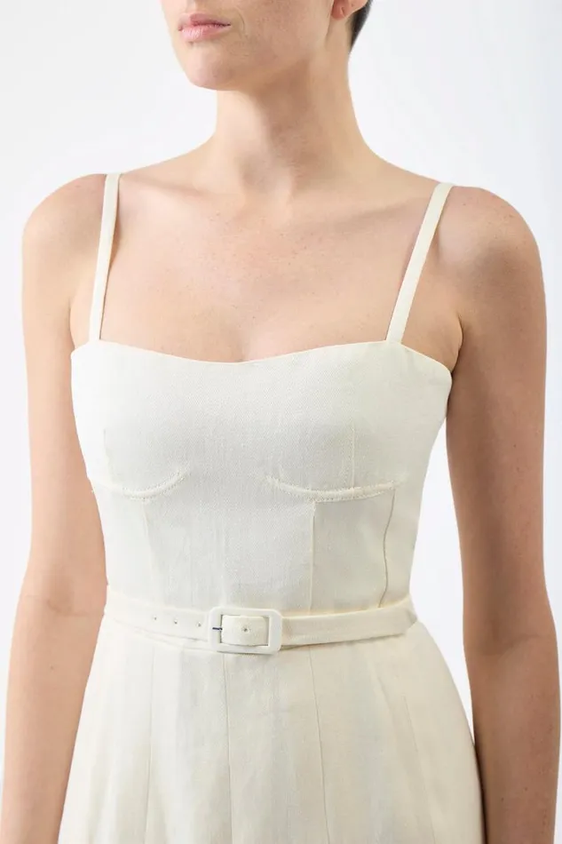 Gabriela Hearst Dresses Women Godard Pleated Dress In Ivory Textured Linen