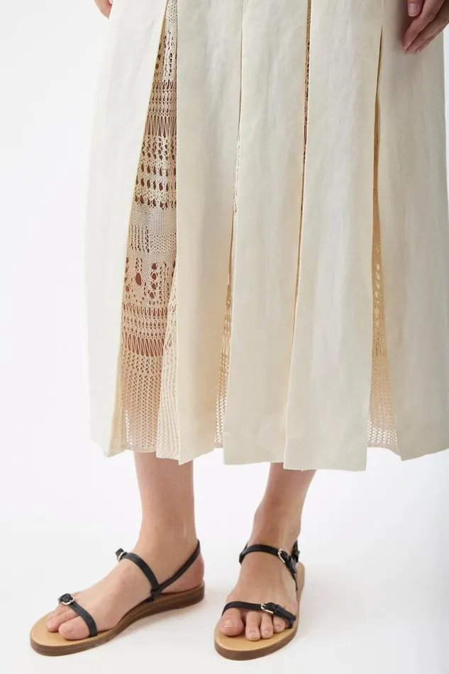 Gabriela Hearst Dresses Women Godard Pleated Dress In Ivory Textured Linen