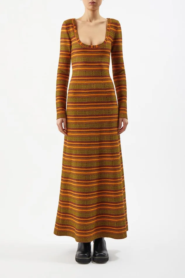 Gabriela Hearst Dresses Women Hank Knit Dress In Fire Multi Merino Wool