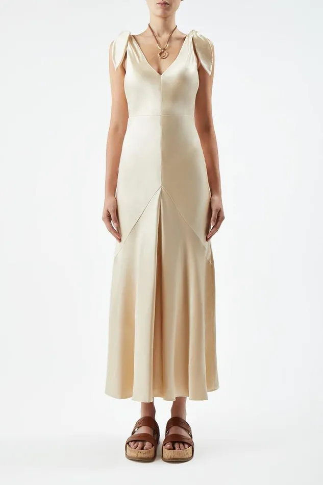 Gabriela Hearst Dresses Women Havilland Dress In Champagne Silk