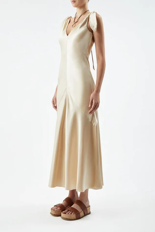 Gabriela Hearst Dresses Women Havilland Dress In Champagne Silk