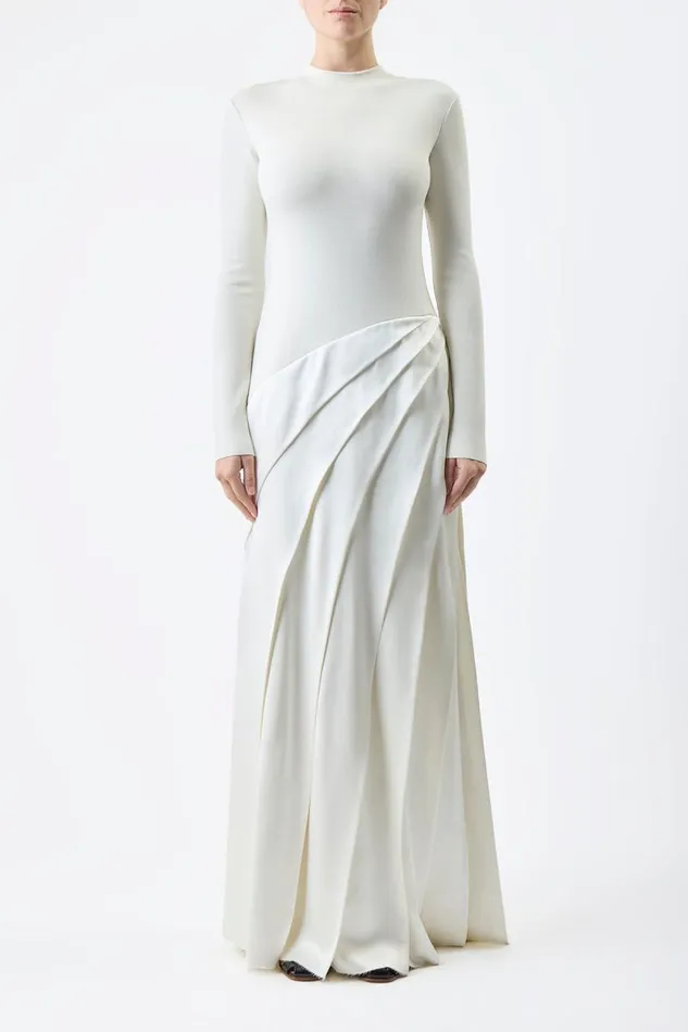 Gabriela Hearst Dresses Women Ismay Pleated Dress In Ivory Silk Satin