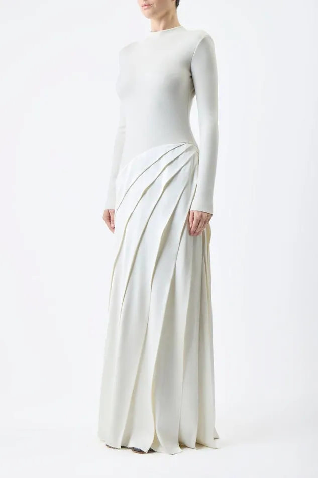 Gabriela Hearst Dresses Women Ismay Pleated Dress In Ivory Silk Satin