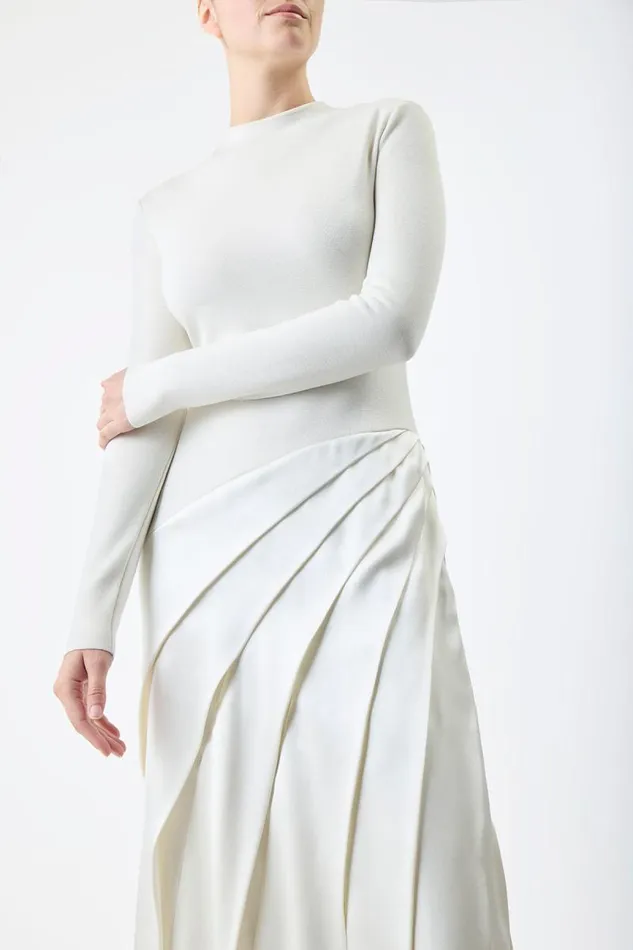 Gabriela Hearst Dresses Women Ismay Pleated Dress In Ivory Silk Satin