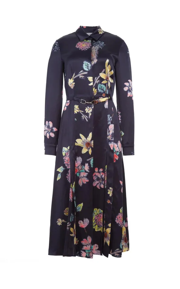 Gabriela Hearst Dresses Women Jane Shirtdress In Dark Navy Multi Printed Silk Gabriela Hearst Dresses Women Jane Shirtdress In Dark Navy Multi Printed Silk