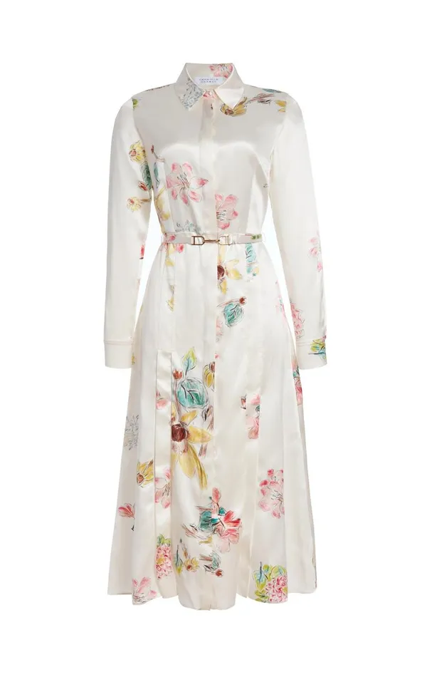 Gabriela Hearst Dresses Women Jane Shirtdress In Ivory Multi Printed Silk