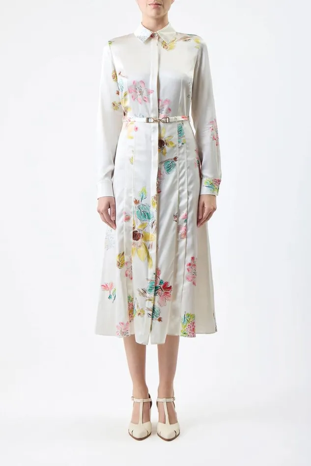 Gabriela Hearst Dresses Women Jane Shirtdress In Ivory Multi Printed Silk
