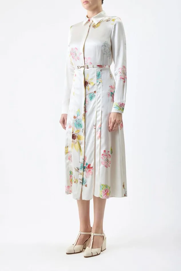 Gabriela Hearst Dresses Women Jane Shirtdress In Ivory Multi Printed Silk