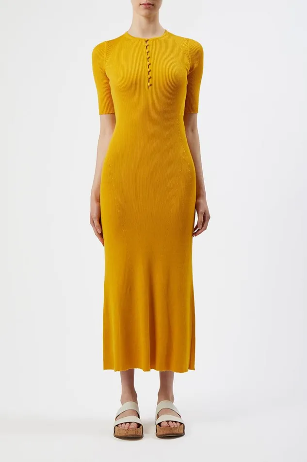 Gabriela Hearst Dresses Women Johanna Knit Dress In Yellow Cashmere Silk