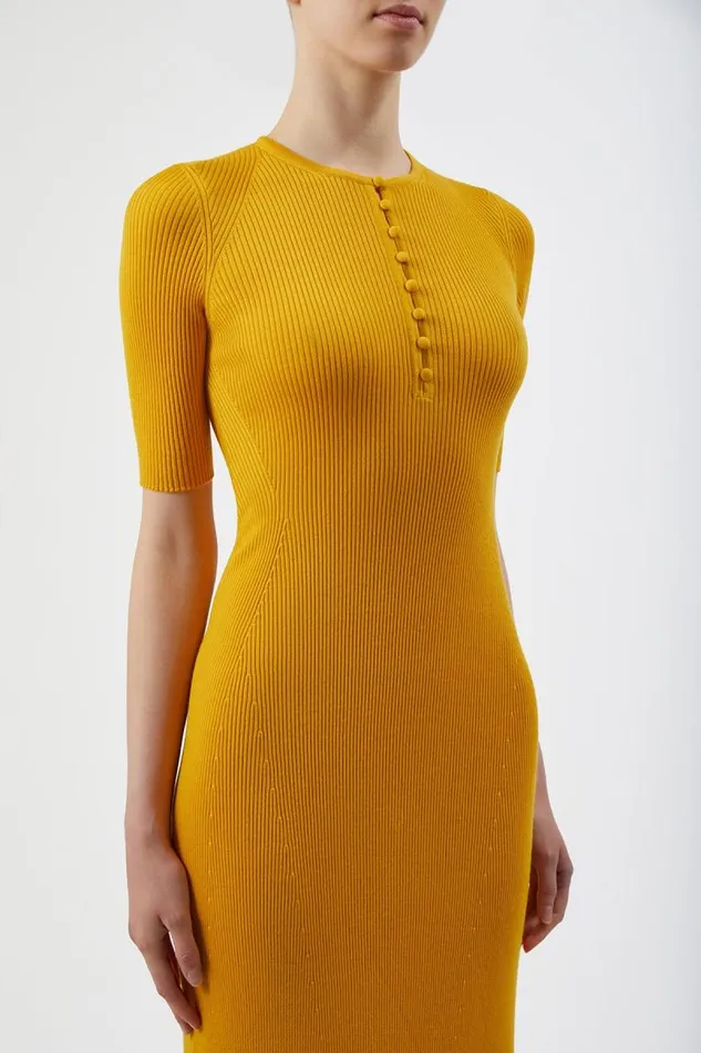 Gabriela Hearst Dresses Women Johanna Knit Dress In Yellow Cashmere Silk