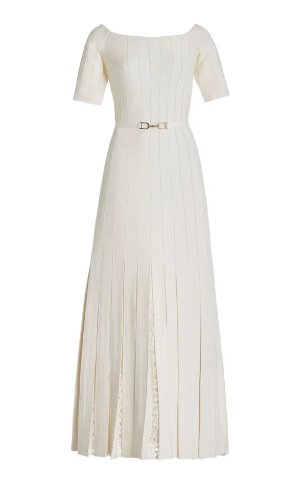 Gabriela Hearst Dresses Women Kurt Knit Pleated Dress In Ivory Merino Wool