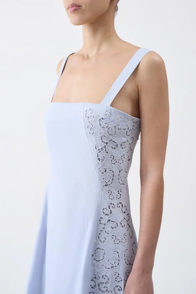 Gabriela Hearst Dresses Women Lenya Lace Dress In Light Blue Sea Island Cotton Poplin
