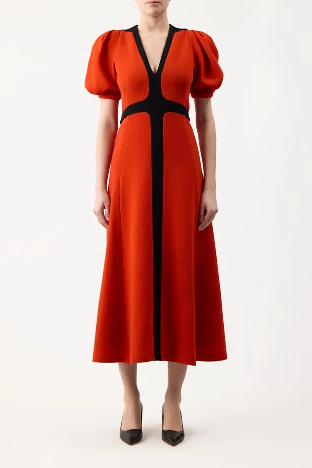 Gabriela Hearst Dresses Women Luz Dress In Tonic Orange Virgin Wool Crepe