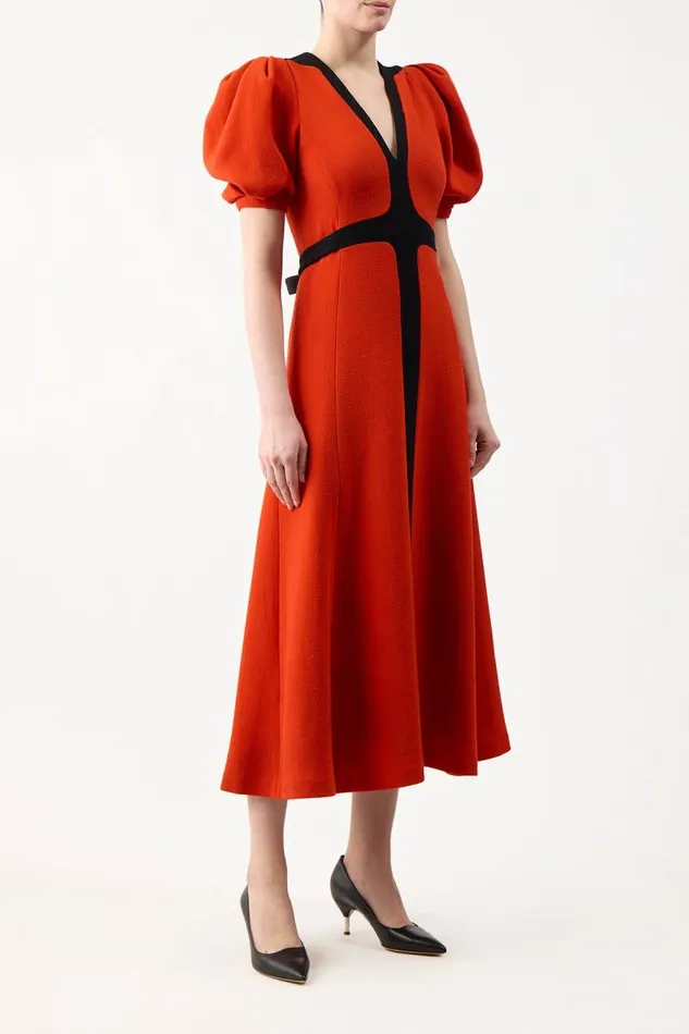Gabriela Hearst Dresses Women Luz Dress In Tonic Orange Virgin Wool Crepe