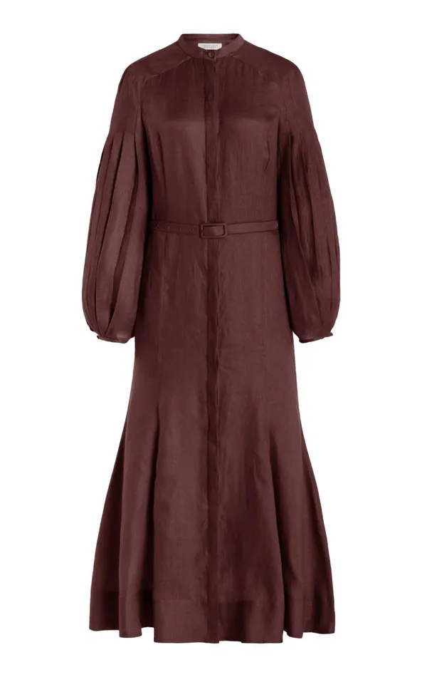 Gabriela Hearst Dresses Women Lydia Dress With Slip In Deep Bordeaux Linen