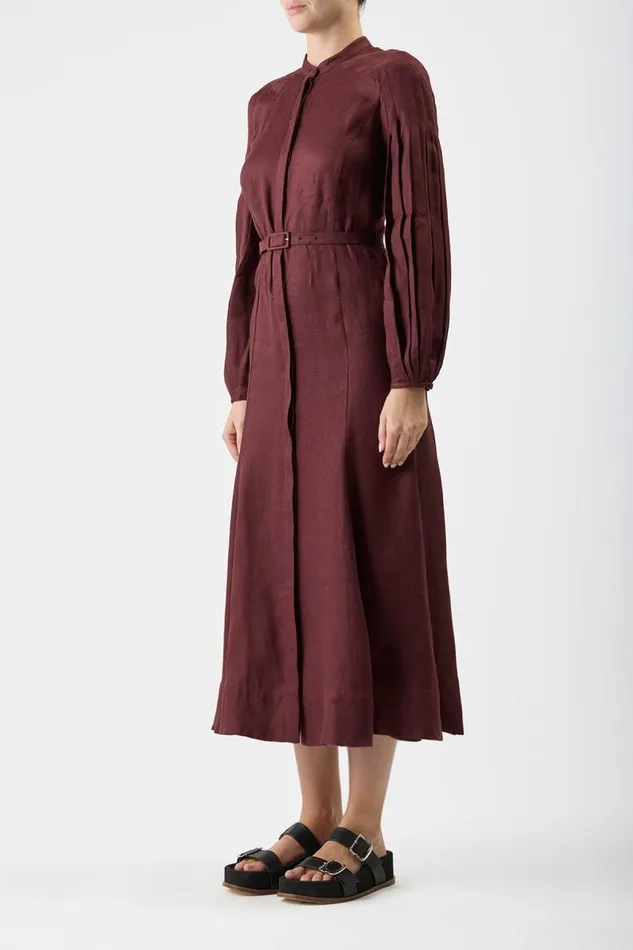 Gabriela Hearst Dresses Women Lydia Dress With Slip In Deep Bordeaux Linen