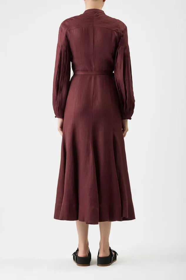 Gabriela Hearst Dresses Women Lydia Dress With Slip In Deep Bordeaux Linen