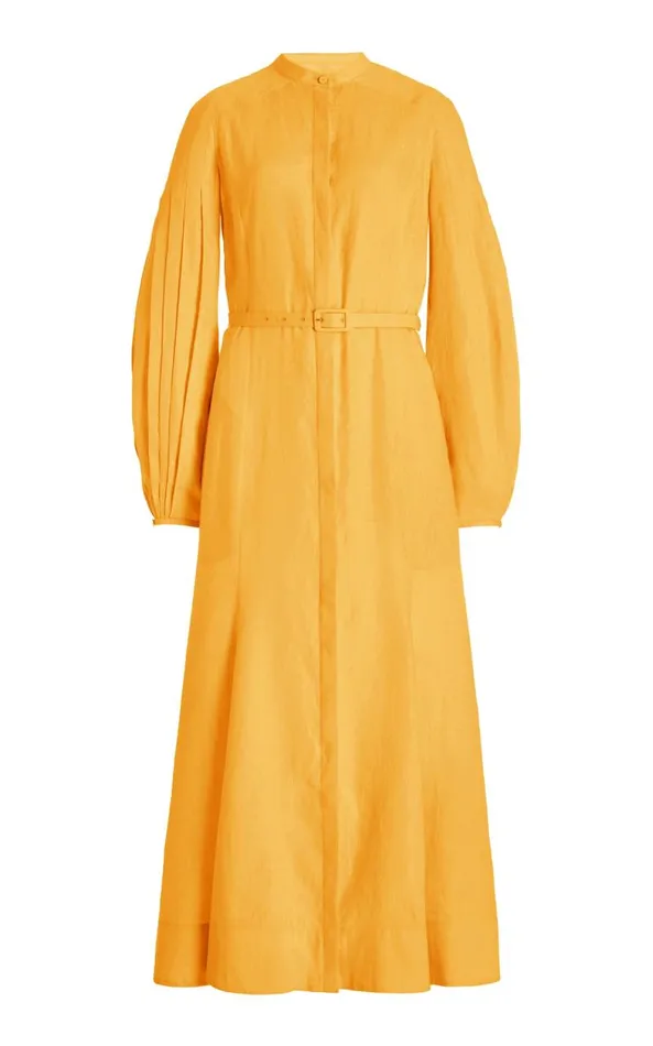 Gabriela Hearst Dresses Women Lydia Dress With Slip In Fluorescent Orange Aloe Linen Gabriela Hearst Dresses Women Lydia Dress With Slip In Fluorescent Orange Aloe Linen
