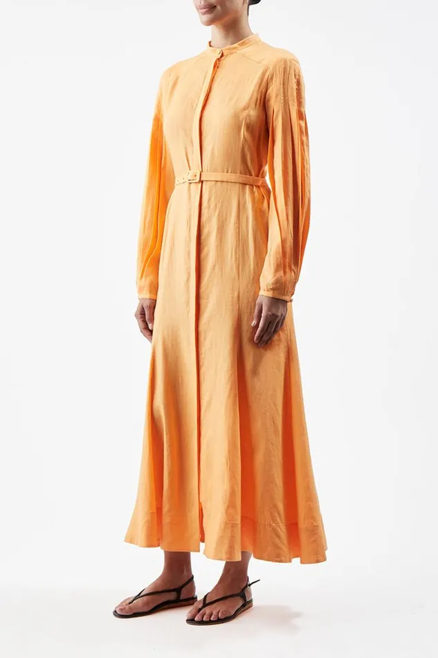 Gabriela Hearst Dresses Women Lydia Dress With Slip In Fluorescent Orange Aloe Linen