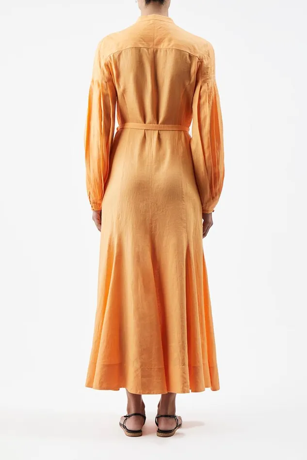 Gabriela Hearst Dresses Women Lydia Dress With Slip In Fluorescent Orange Aloe Linen