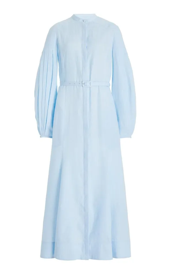 Gabriela Hearst Dresses Women Lydia Dress With Slip In Light Blue Aloe Linen