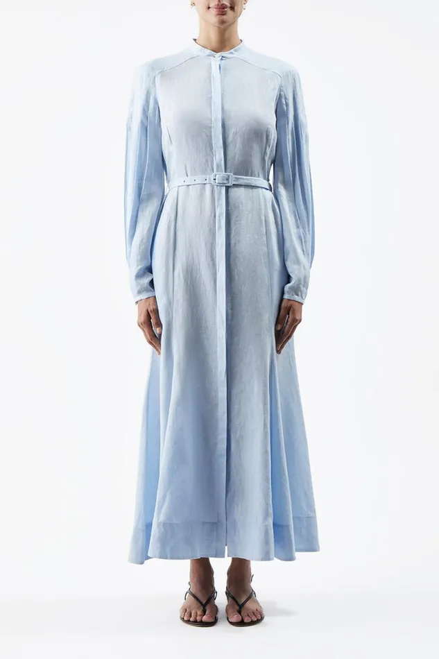 Gabriela Hearst Dresses Women Lydia Dress With Slip In Light Blue Aloe Linen