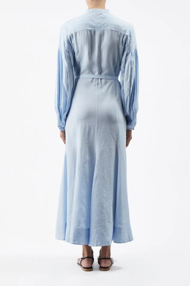 Gabriela Hearst Dresses Women Lydia Dress With Slip In Light Blue Aloe Linen