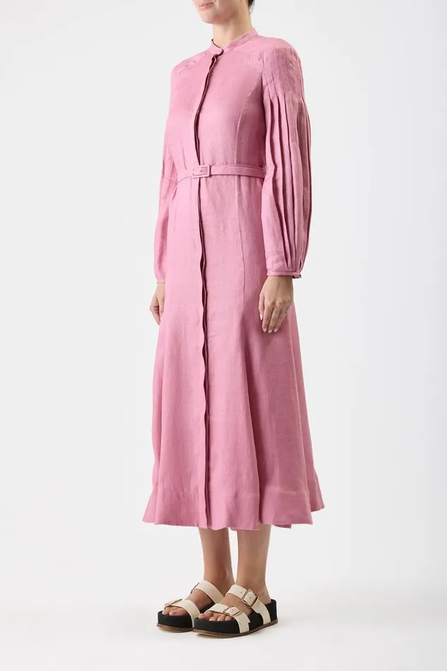 Gabriela Hearst Dresses Women Lydia Dress With Slip In Rose Quartz Linen