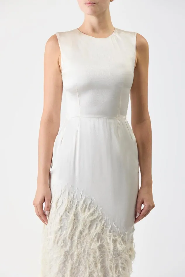 Gabriela Hearst Dresses Women Maslow Feather Dress In Ivory Silk Satin