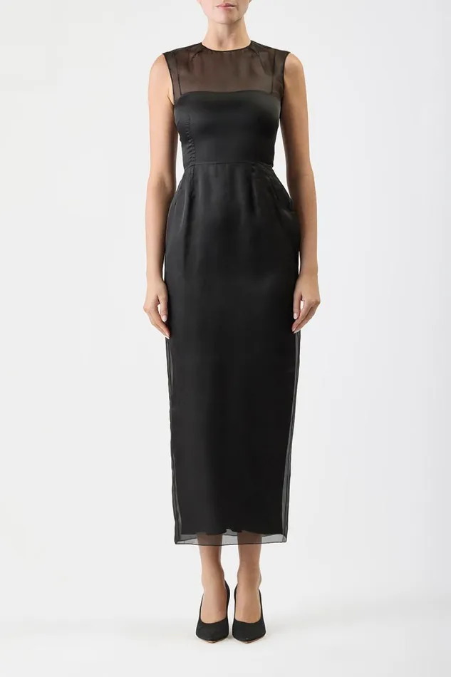 Gabriela Hearst Dresses Women Maslow Sheer Dress With Slip In Black Silk Organza