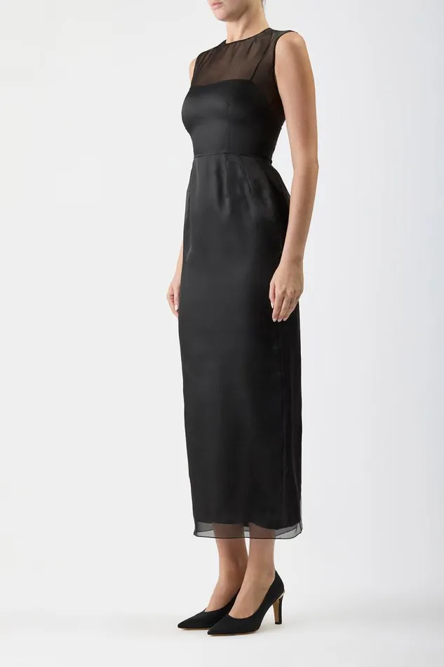 Gabriela Hearst Dresses Women Maslow Sheer Dress With Slip In Black Silk Organza