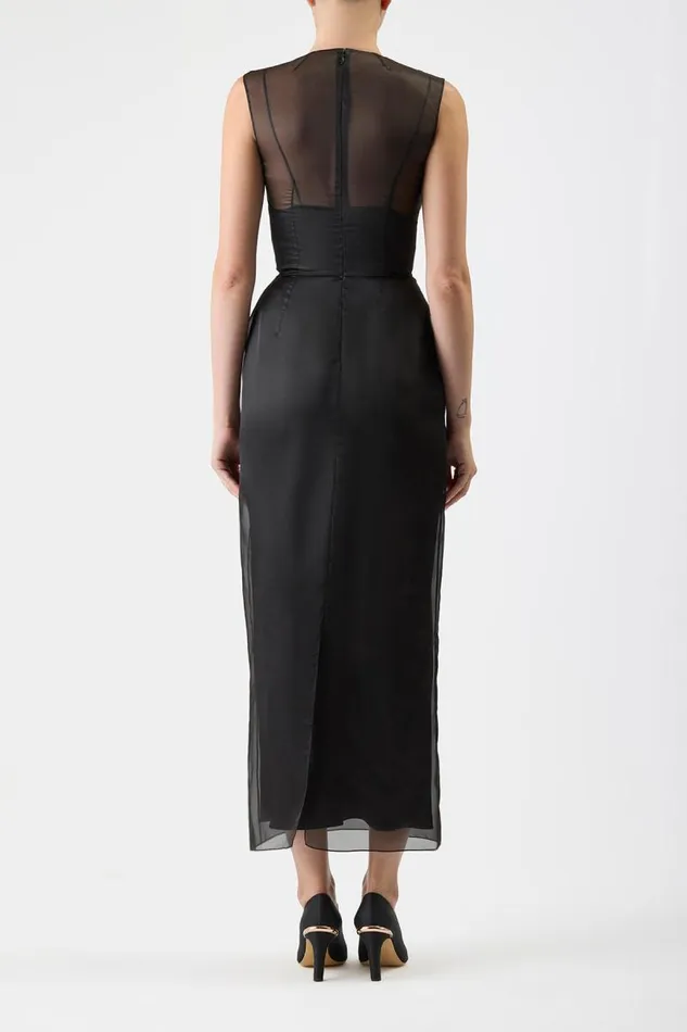 Gabriela Hearst Dresses Women Maslow Sheer Dress With Slip In Black Silk Organza