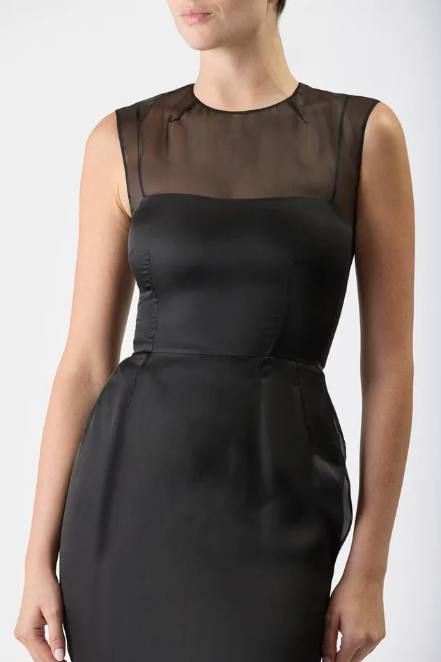 Gabriela Hearst Dresses Women Maslow Sheer Dress With Slip In Black Silk Organza