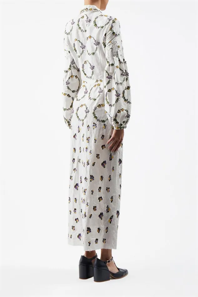 Gabriela Hearst Dresses Women Mauri Embroidered Shirtdress In Ivory Linen Silk