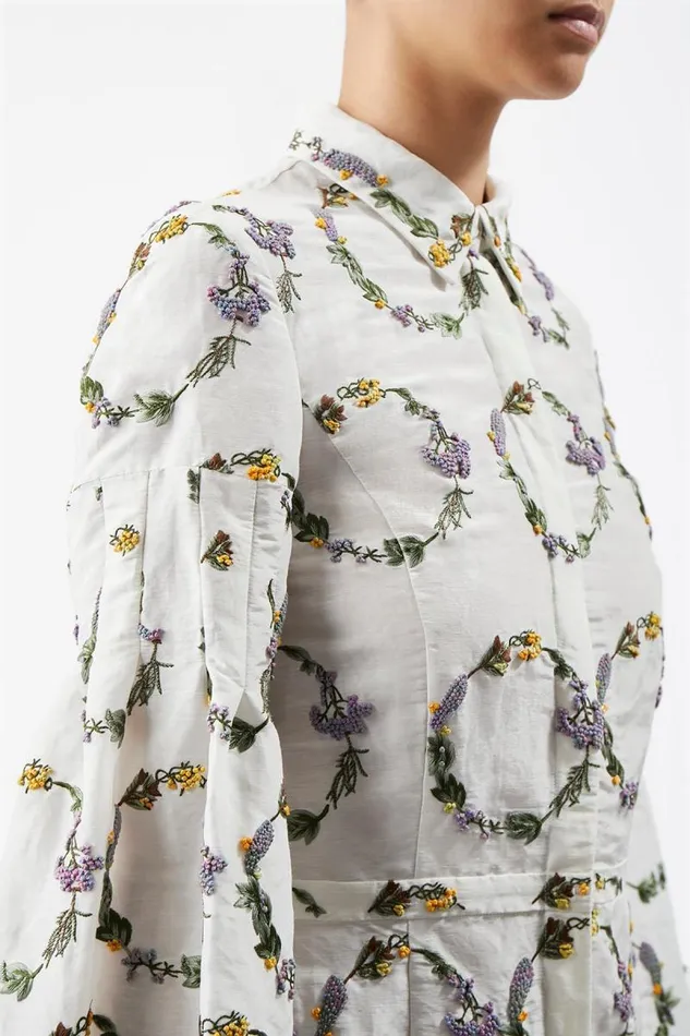 Gabriela Hearst Dresses Women Mauri Embroidered Shirtdress In Ivory Linen Silk
