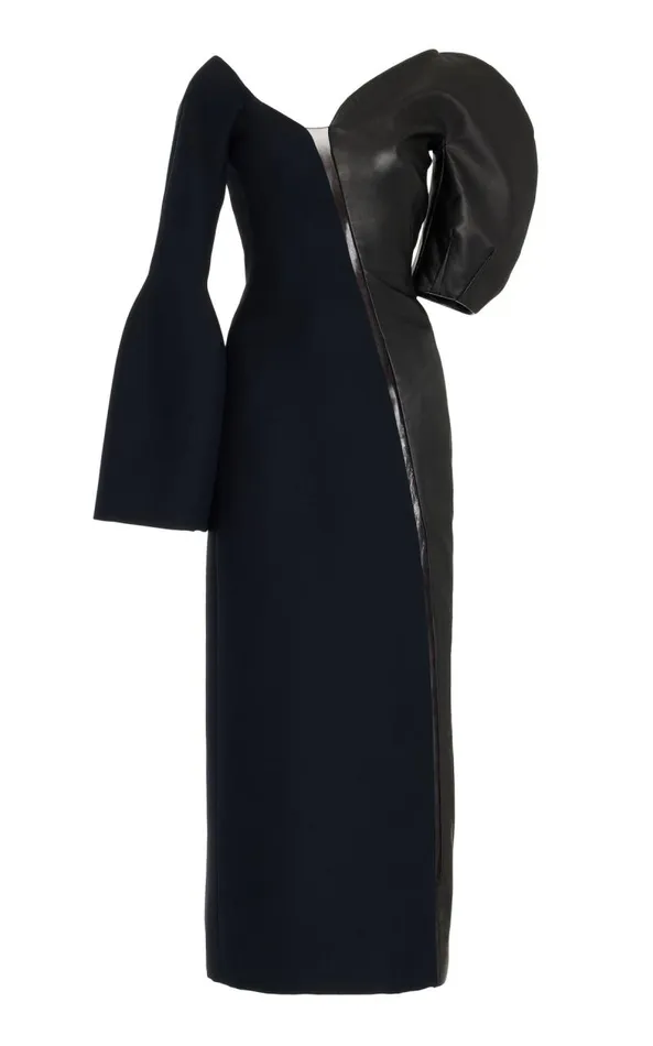 Gabriela Hearst Dresses Women Merlin Dress In Black Wool Silk Cady And Nappa Leather Gabriela Hearst Dresses Women Merlin Dress In Black Wool Silk Cady And Nappa Leather