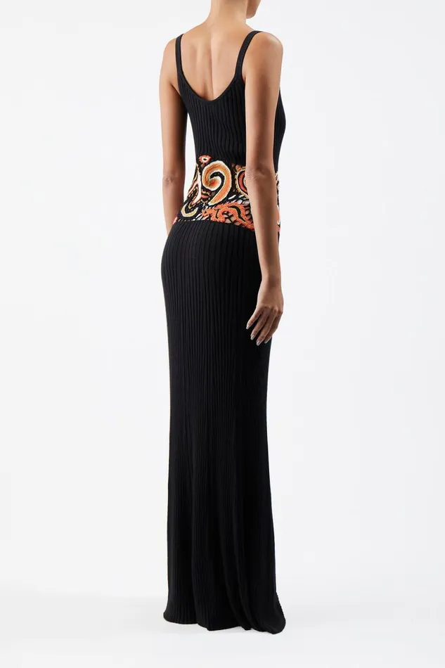 Gabriela Hearst Dresses Women Mila Lace Knit Dress In Black Multi Cashmere Silk