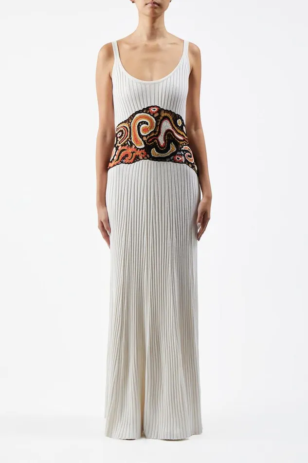 Gabriela Hearst Dresses Women Mila Lace Knit Dress In Ivory Multi Cashmere Silk