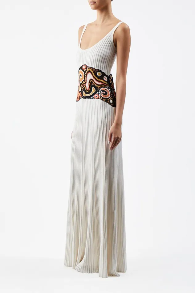 Gabriela Hearst Dresses Women Mila Lace Knit Dress In Ivory Multi Cashmere Silk
